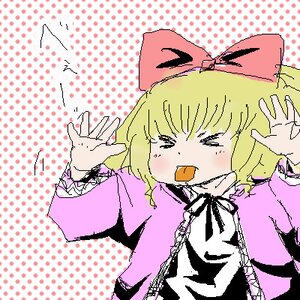 Rating: Safe Score: 0 Tags: 1girl blonde_hair blush bow closed_eyes dress food halftone halftone_background hinaichigo image long_sleeves mouth_hold outstretched_arms polka_dot polka_dot_background short_hair solo upper_body User: admin
