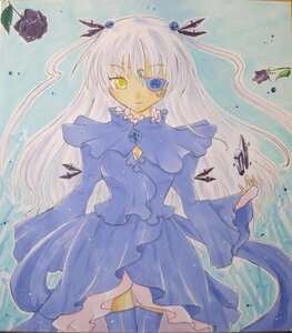 Rating: Safe Score: 0 Tags: 1girl barasuishou dress eyepatch flower hair_ribbon image long_hair long_sleeves ribbon rose solo traditional_media two_side_up watercolor_(medium) yellow_eyes User: admin