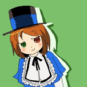 Rating: Safe Score: 0 Tags: 1girl auto_tagged blue_dress blue_headwear blush brown_hair closed_mouth dress green_background green_eyes hat heterochromia image long_sleeves red_eyes short_hair simple_background smile solo souseiseki User: admin