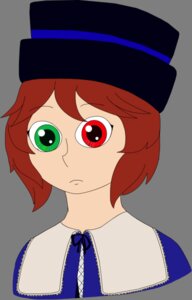 Rating: Safe Score: 0 Tags: 1girl blue_neckwear closed_mouth eyebrows_visible_through_hair green_eyes hat heterochromia image looking_at_viewer portrait red_eyes red_hair ribbon short_hair simple_background solo souseiseki style_parody transparent_background User: admin