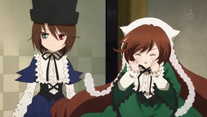 Rating: Safe Score: 0 Tags: argyle argyle_background brown_hair checkered checkered_background checkered_floor closed_eyes dress green_dress hat heterochromia image multiple_girls pair red_eyes short_hair siblings sisters souseiseki suiseiseki tiles twins User: admin