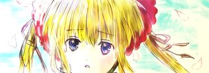 Rating: Safe Score: 0 Tags: 1girl bangs blonde_hair blue_eyes blush bonnet close-up eyebrows_visible_through_hair face image long_hair looking_at_viewer portrait ribbon shinku solo twintails User: admin