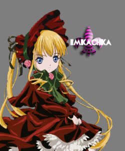 Rating: Safe Score: 0 Tags: 1girl blonde_hair blue_eyes bonnet bow bowtie dress flower green_bow image long_hair long_sleeves looking_at_viewer red_dress rose shinku simple_background solo standing twintails white_background User: admin