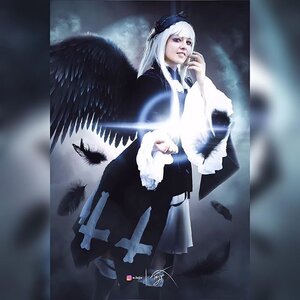 Rating: Safe Score: 0 Tags: 1girl bird black_feathers crow dress feathers full_body lips long_hair signature solo suigintou white_hair wings User: admin