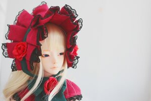 Rating: Safe Score: 0 Tags: 1girl bangs blonde_hair blue_eyes blurry bonnet bow closed_mouth doll flower lips long_hair looking_at_viewer portrait red_flower red_rose rose shinku simple_background solo User: admin