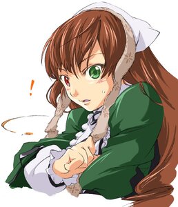 Rating: Safe Score: 0 Tags: 1girl brown_hair dress frills green_dress green_eyes head_scarf heterochromia image long_hair long_sleeves red_eyes simple_background solo suiseiseki upper_body white_background User: admin