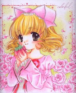 Rating: Safe Score: 0 Tags: 1girl blonde_hair bow dress flower food frills fruit hina_ichigo hinaichigo holding holding_flower holding_food holding_fruit image long_sleeves looking_at_viewer marker_(medium) petals pink_bow pink_dress pink_flower pink_rose puffy_sleeves rose rose_petals short_hair smile solo traditional_media tulip upper_body User: admin