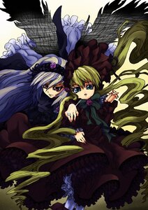 Rating: Safe Score: 0 Tags: 2girls black_wings blonde_hair blue_eyes dress frills green_hair image long_hair long_sleeves multiple_girls pair red_dress red_eyes shinku silver_hair suigintou very_long_hair wings User: admin