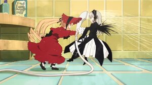 Rating: Safe Score: 0 Tags: 2girls black_wings blonde_hair dress drill_hair frills hairband image long_hair long_sleeves multiple_girls outdoors pair profile ribbon shinku shoes silver_hair standing suigintou very_long_hair wings User: admin