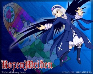 Rating: Safe Score: 0 Tags: 1girl black_wings dress flower frills hairband image long_hair long_sleeves purple_flower red_eyes ribbon rose silver_hair solo suigintou thighhighs wings User: admin