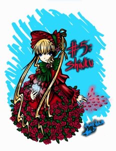 Rating: Safe Score: 0 Tags: 1girl blonde_hair blue_eyes bonnet bow bowtie dress flower frills full_body green_bow image long_hair long_sleeves looking_at_viewer pink_rose red_dress red_flower red_rose rose shinku solo standing twintails very_long_hair User: admin