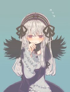 Rating: Safe Score: 0 Tags: 1girl black_dress black_ribbon black_wings blue_background blush dress flying_sweatdrops frills hairband image long_hair long_sleeves looking_at_viewer open_mouth ribbon silver_hair simple_background solo suigintou wings User: admin