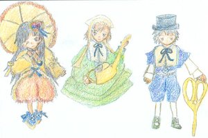 Rating: Safe Score: 0 Tags: blonde_hair blue_dress blue_eyes dress hat image long_sleeves multiple multiple_girls ribbon short_hair standing tagme umbrella watercolor_(medium) User: admin