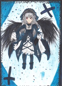 Rating: Safe Score: 0 Tags: 1girl black_dress black_wings boots dress flower frills full_body hairband image long_hair long_sleeves looking_at_viewer red_eyes ribbon rose silver_hair solo suigintou wings User: admin