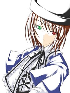 Rating: Safe Score: 0 Tags: 1girl black_ribbon blue_dress brown_hair closed_mouth collar dress expressionless frills green_eyes hat heterochromia image long_sleeves looking_at_viewer red_eyes ribbon ribi rozen_maiden short_hair simple_background solo souseiseki top_hat upper_body white_background User: admin