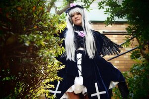 Rating: Safe Score: 0 Tags: 1girl bangs black_dress black_wings closed_eyes closed_mouth dress gothic_lolita long_hair long_sleeves solo standing suigintou very_long_hair wings User: admin