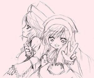 Rating: Safe Score: 0 Tags: 2girls blush dress frills hat image long_sleeves looking_at_viewer monochrome multiple_girls open_mouth pair short_hair simple_background sketch smile souseiseki suiseiseki User: admin