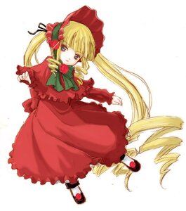 Rating: Safe Score: 0 Tags: 1girl bangs blonde_hair blue_eyes bonnet bow bowtie capelet dress drill_hair flower full_body green_bow image long_hair long_sleeves looking_at_viewer red_dress rose shinku shoes simple_background solo standing twin_drills twintails very_long_hair white_background User: admin