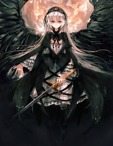 Rating: Safe Score: 0 Tags: 1girl black_dress black_ribbon black_wings dress flower frills hairband image long_hair long_sleeves looking_at_viewer red_eyes ribbon rose silver_hair solo suigintou very_long_hair wings User: admin