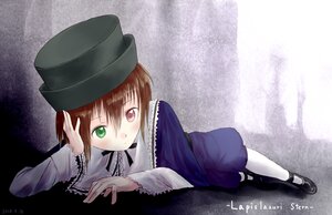 Rating: Safe Score: 0 Tags: 1girl artist_name black_footwear black_ribbon blue_dress brown_hair dress frills full_body green_eyes hat heterochromia image long_sleeves looking_at_viewer lying pantyhose red_eyes ribbon shoes short_hair solo souseiseki white_legwear User: admin