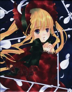 Rating: Safe Score: 0 Tags: 1girl bangs blonde_hair blue_eyes bonnet dress image long_hair long_sleeves looking_at_viewer parted_lips petals red_dress rose_petals shinku solo twintails very_long_hair User: admin