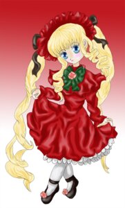 Rating: Safe Score: 0 Tags: 1girl blonde_hair blue_eyes blush bonnet bow bowtie dress drill_hair flower full_body image long_hair long_sleeves looking_at_viewer red_dress shinku shoes sidelocks solo standing twintails very_long_hair white_legwear User: admin