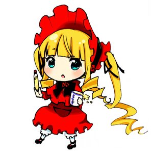 Rating: Safe Score: 0 Tags: 1girl blonde_hair blue_eyes blush bonnet bow chibi cup dress full_body image long_hair long_sleeves looking_at_viewer open_mouth shinku simple_background solo white_background User: admin