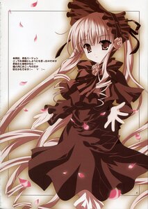 Rating: Safe Score: 0 Tags: 1girl bonnet bow cherry_blossoms dress flower image long_hair long_sleeves petals rose rose_petals shinku solo twintails very_long_hair User: admin