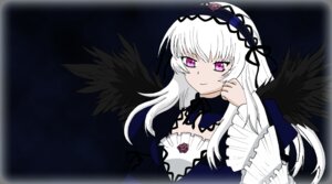 Rating: Safe Score: 0 Tags: 1girl black_ribbon black_wings detached_collar dress feathered_wings flower frills hairband image long_hair long_sleeves looking_at_viewer pink_eyes ribbon rose silver_hair smile solo suigintou wings User: admin