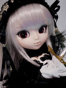 Rating: Safe Score: 0 Tags: 1girl bangs closed_mouth doll lips lolita_fashion long_hair looking_at_viewer red_eyes simple_background solo suigintou white_hair User: admin