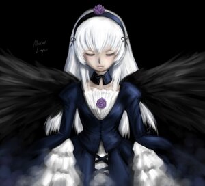 Rating: Safe Score: 0 Tags: 1girl black_background black_dress black_wings closed_eyes dress feathered_wings hairband image long_hair long_sleeves silver_hair simple_background solo suigintou very_long_hair wings User: admin