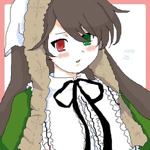 Rating: Safe Score: 0 Tags: 1girl bangs blush brown_hair dress flower frills green_eyes hat image long_sleeves oekaki red_eyes ribbon solo suiseiseki upper_body User: admin