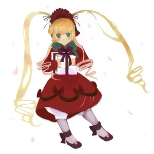 Rating: Safe Score: 0 Tags: 1girl blonde_hair blue_eyes blush bonnet bow dress drill_hair full_body image long_hair long_sleeves looking_at_viewer pantyhose petals red_dress shinku solo striped User: admin