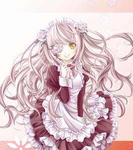 Rating: Safe Score: 0 Tags: 1girl apron dress eyepatch flower frills hair_flower hair_ornament image kirakishou long_hair long_sleeves maid rose smile solo striped very_long_hair white_flower white_rose yellow_eyes User: admin