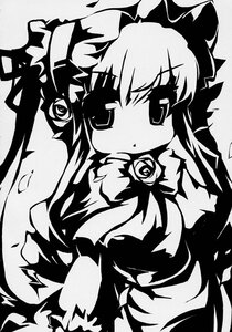 Rating: Safe Score: 0 Tags: 1girl blush dress flower greyscale hat image long_hair monochrome rose shinku solo User: admin