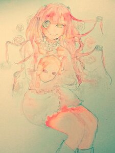 Rating: Safe Score: 0 Tags: 1girl boots dress frills image kirakishou long_hair looking_at_viewer pink_hair smile solo traditional_media watercolor_(medium) User: admin