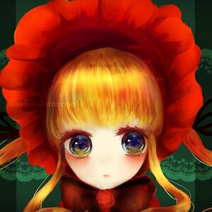 Rating: Safe Score: 0 Tags: 1girl bangs blonde_hair blue_eyes blush bonnet bow face flower hat image long_hair looking_at_viewer portrait red_headwear rose shinku sidelocks solo twintails User: admin