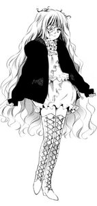 Rating: Safe Score: 0 Tags: 1girl bloomers boots cross-laced_footwear dress full_body greyscale image kirakishou lace-up_boots long_hair long_sleeves monochrome solo thigh_boots thighhighs very_long_hair wavy_hair User: admin