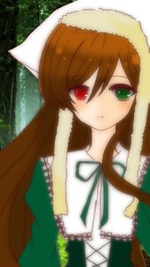 Rating: Safe Score: 0 Tags: 1girl black_ribbon brown_hair dress frills green_dress green_eyes head_scarf heterochromia image long_hair long_sleeves looking_at_viewer red_eyes ribbon solo suiseiseki very_long_hair User: admin