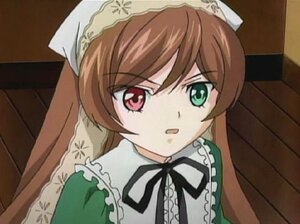 Rating: Safe Score: 0 Tags: 1girl brown_hair dress frills green_eyes head_scarf heterochromia image long_hair long_sleeves looking_at_viewer red_eyes ribbon solo suiseiseki User: admin