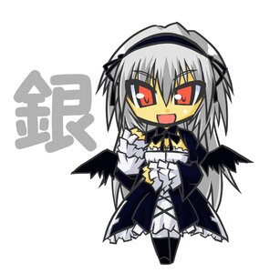 Rating: Safe Score: 0 Tags: 1girl :d black_wings chibi cross dress full_body image long_sleeves open_mouth red_eyes smile solo standing suigintou white_background wings User: admin