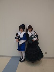 Rating: Safe Score: 0 Tags: 3girls black_hair brown_hair cat closed_eyes dress hat maid multiple_cosplay multiple_girls shoes standing tagme white_legwear User: admin