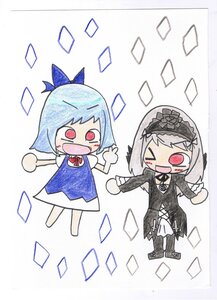 Rating: Safe Score: 0 Tags: 2girls blue_hair bow chibi cirno dress hairband ice image lolita_hairband multiple_girls open_mouth red_eyes ribbon short_hair silver_hair solo suigintou wings User: admin