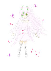 Rating: Safe Score: 0 Tags: 1girl boots dress flower green_eyes image kirakishou knee_boots long_hair petals smile solo striped thigh_boots thighhighs vertical_stripes very_long_hair white_hair User: admin