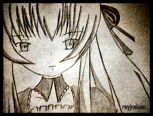 Rating: Safe Score: 0 Tags: 1girl black_border border circle_cut closed_mouth hair_ribbon image letterboxed looking_at_viewer monochrome ribbon simple_background solo suigintou white_background windowboxed User: admin