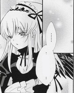 Rating: Safe Score: 0 Tags: 1girl dress frills greyscale hairband image long_hair long_sleeves looking_at_viewer monochrome ribbon solo suigintou traditional_media upper_body wings User: admin