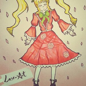 Rating: Safe Score: 0 Tags: 1girl blonde_hair bow closed_eyes dress flower image long_hair long_sleeves pantyhose petals rose rose_petals shinku shoes solo white_legwear User: admin