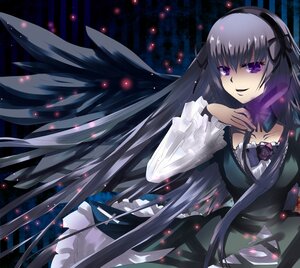 Rating: Safe Score: 0 Tags: 1girl akemi_homura bad_id bad_pixiv_id black_hair black_wings breasts chirosuke choker dress feathered_wings feathers flower frills hair_ribbon hairband highres image large_breasts long_hair purple_eyes ribbon rose rozen_maiden silver_hair solo suigintou very_long_hair wings User: admin