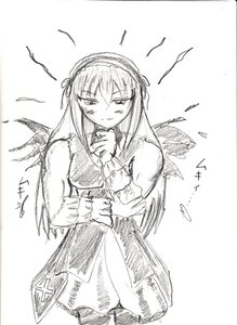 Rating: Safe Score: 0 Tags: 1girl akemi_homura bare_shoulders dress feathered_wings feathers graphite_(medium) greyscale image long_hair long_sleeves looking_at_viewer monochrome simple_background solo suigintou traditional_media white_background wings User: admin