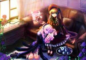 Rating: Safe Score: 0 Tags: 2girls blonde_hair blue_eyes blue_flower blue_rose dress flower hairband image lolita_fashion long_hair long_sleeves looking_at_viewer multiple_girls pair pink_flower pink_rose purple_flower purple_rose red_flower red_rose rose shinku sitting suigintou User: admin